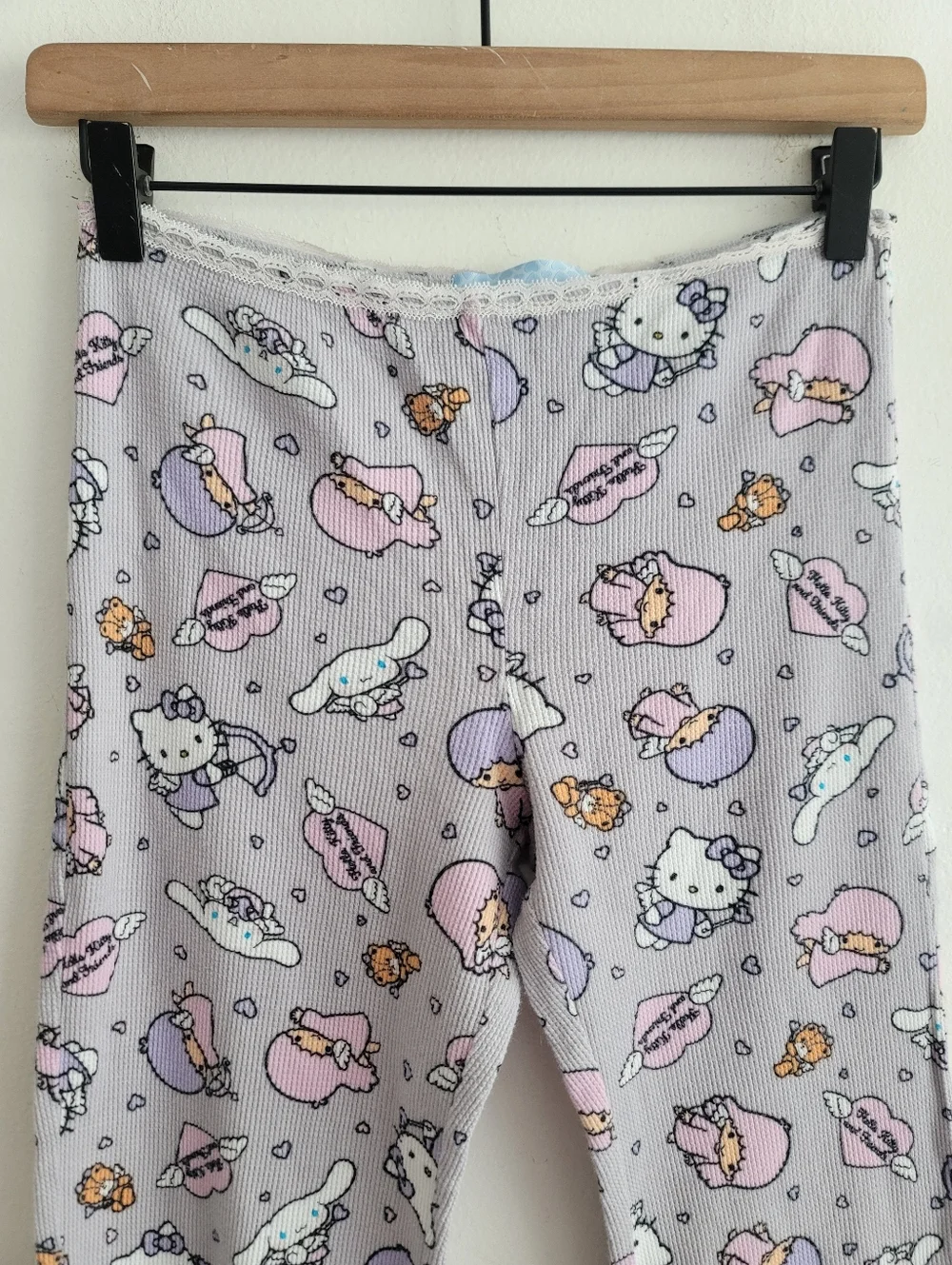 Hello‎ Kitty and Friends Sanrio Forever 21 Waffle Knit Flared Pajama Pants Lace